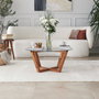 Hanah Home Mesa de Centro Lotus con Cristal Templado y Madera